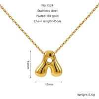 Collar Clásico de Acero Inoxidable con Colgante de Letra Burbuja Inglesa de 26 Letras en Oro de 18k