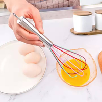 Ensemble de fouets et batteurs à œufs en silicone de 8/10/12 pouces, lot de 3 avec manche en acier inoxydable, lavable au lave-vaisselle, ustensiles de cuisine