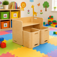 Ensemble table et chaises pour enfants en bois en forme de U, écologique et sûr, pour l'école, la bibliothèque, la maison, les jeux et les études