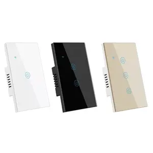 Smart Life APP Control 2,4 GHz WIFI + RF Interruptores de pared de pantalla táctil para lámparas, 1-4 Gang 120 Tipo Smart WIFI Switches