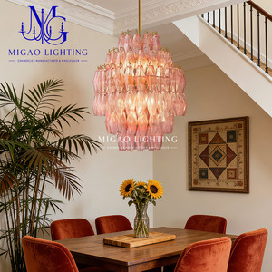 Lámpara de Araña de Cristal con Diamantes Facetados Rosados Estilo Medieval Francés, Lámpara Colgante de Lujo para Salón, Comedor o Techo Alto - Product Image 3