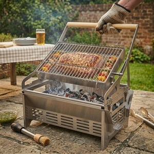 Parrilla de Barbacoa Giratoria Portátil Comercial para Exteriores, de Carbón, de Acero Inoxidable 304, con Rotisserie - Product Image 1