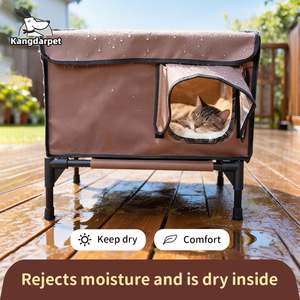 Kangdarpet US en Stock - Casa para Gatos Aislada para Exteriores - Refugio Elevado para Gatos Silvestres Resistente a la Intemperie con Puerta de Escape y Solapa Magnética - Product Image 3
