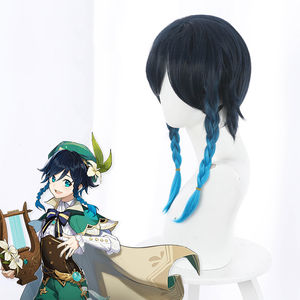 Peluca de <span class=keywords><strong>Cosplay</strong></span> Ainizi de 45 cm con Doble Trenza, Nueva Llegada de <span class=keywords><strong>Venti</strong></span> de Genshin Impact para Chicas - Product Image 4
