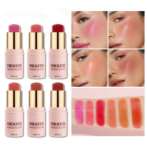 Vente en gros de fards à joues professionnels personnalisés avec logo, vegan, 6 couleurs, fard à joues waterproof, hydratant, poudre de velours, stick de blush - Product Image 1