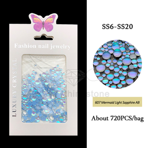 Strass en verre colorés demi-ronds CY Mix Size Luxury Bling pour designs d'ongles Larmes de Sirène, bijoux à dos plat - Product Image 6