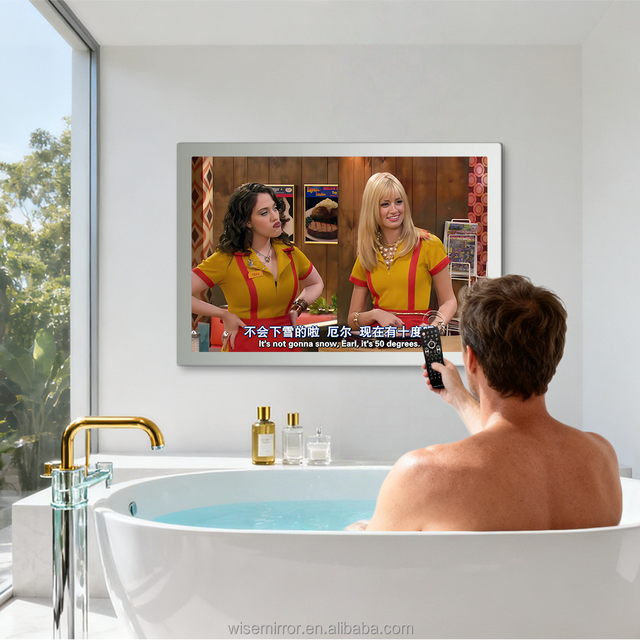 Custom Size 500Nits High Brightness IP66 Waterproof Tempered Glass Waterproof Mirror TV for Hotel Home Spa