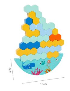 Jeu éducatif coloré de tri des nombres, blocs en bois à empiler, jeu d'équilibre avec dés pour enfants - Product Image 5