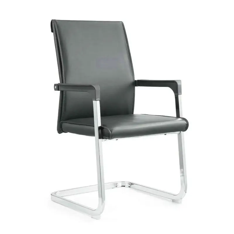 Chaise de bureau ergonomique à pied fixe en cuir, mobilier de bureau moderne