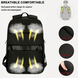 Sac à dos pour ordinateur portable antivol de grande capacité pour hommes, imprimé sur mesure, pour adolescents, noir, imperméable, avec port USB - Product Image 4