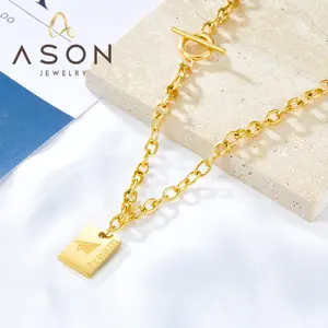 Ason ขายส่งใหม่แฟชั่นสแตนเลสเครื่องประดับสร้อยคอสี่เหลี่ยมที่มีเครื่องบินเครื่องประดับสร้อยคอ