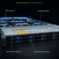 Serveur GIGABYTE R183-S92-AAV3 prêt à l'emploi, puissant, 1U, double processeur Xeon Scalable, solution hybride cloud de stockage 12 baies