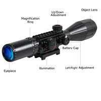 Kit de visée optique étanche haute magnification 4-12X50IR + HD101 + JG9Red + Lampe torche laser rouge-vert à point rouge