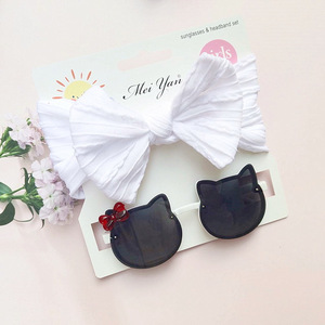 Nuovo Set 2026 Occhiali da Sole per Bambini con Fiocco e Fascia per Capelli, Accessori per Piccole Principesse, Occhiali da Sole Senza Montatura UV400 - Product Image 2