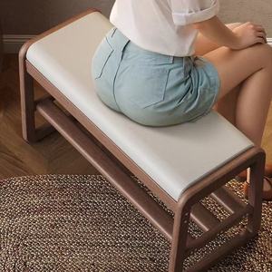 Solid wood shoe-changing stool, suitable for home use, <b>small</b> apartments, entrance, and entryway. Soft upholstery <b>cushion</b>. - Product Image 2