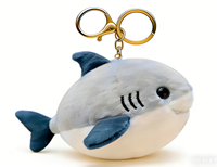 Porte-clés en peluche personnalisable en gros, nouveau modèle doux et mignon, requin marin, anti-stress, breloque de sac à dos, 20 cm, en coton et coton PP