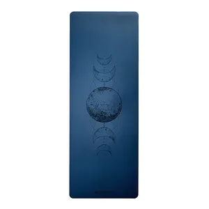 Blue Moon Anti Scratch Custom Laser Engrave Logo Matte Scrub Frost PU Natural Rubber Yoga Mat With Instruction Lines