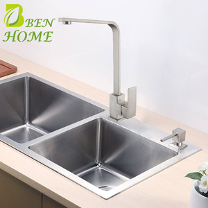 SUS 304 Stainless Steel Kitchen Mixer <strong>Tap</strong> Brushed <strong>Square</strong> Kitchen Faucet - Product Image 2