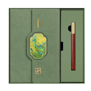 Hjd Chinese Style Leather Notebook Gift Set A5 Thread-locked Binding Embossing Printing Business Office Planner - Product Image 1
