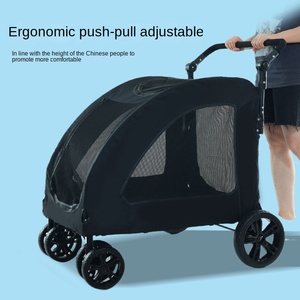 Grosir murah Medium besar Stroller hewan peliharaan Travel mewah troli anjing kereta lipat 4 roda dilepas Kereta anjing kembar - Product Image 4