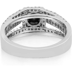 Bague de fiançailles Black Diamond Halo 1,89 carats de diamant rond en or blanc 10K, diamant naturel, bijoux fins pour femmes - Product Image 3