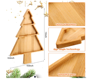 Offre Spéciale 4 pièces plateau de service en bambou de noël assiettes en bambou plateau de charcuterie en bois arbre de noël plat de service pour les cadeaux de noël - Product Image 2