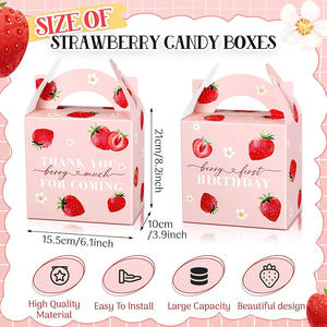8122 qualité carton Kawaii fraise traiter coffrets cadeaux avec poignées pour bébé douche fête de <span class=keywords><strong>mariage</strong></span> coffrets cadeaux fraise - Product Image 2