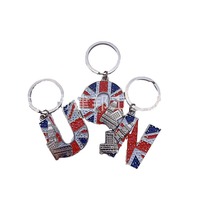 Souvenir touristique européen, drapeau britannique, Londres, Big Ben, bus, pendentif en alliage de zinc, porte-clés