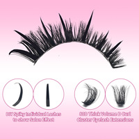 Faux cils DIY en grappe, style féerique à talon pointu, avec picots améliorés, pour cils en plastique noir 100D/80D