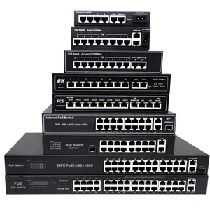 Nhà máy OEM/ODM PoE chuyển đổi 4 8 16 24 cổng 10/100M + 2 cổng uplink 1000M Ethernet sợi chuyển đổi PoE Gigabit chuyển đổi cho IP Camera