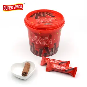 High quality jar gift packing mocha chocolate flavour wafer roll biscuits