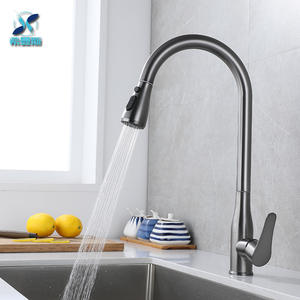 Grifo de Cocina Extraíble Hemans Color Gris Acero, Monomando, Válvula de Cerámica, Rotación de 360 Grados, Montaje en Encimera, Estilo Moderno - Product Image 2