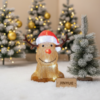 Renna Natalizia 3D a LED ad Energia Solare con Cappello da Babbo Natale, Decorazione da Giardino in Acrilico IP44 Impermeabile per Esterni