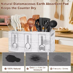Estante grande de madera para cubiertos, organizador de utensilios de cocina, apto para encimeras, precio mayorista - Product Image 2