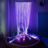 Rideaux lumineux sensoriels à fibres optiques à interaction tactile, rideau LED à fibres optiques monté au plafond, douche cascade d'angle