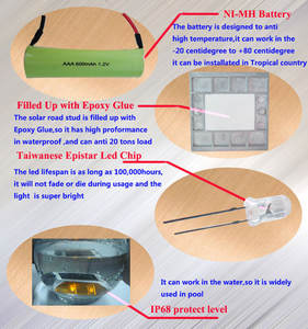 مصباح أمان شمسي للطرق، عاكسات ضوئية، عيون القطط، علامة تحذير للطرق - Product Image 3