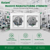 Cadre de finition pour prise double Kolani, norme européenne 120x84mm, ignifuge, en PC, à fixation par encliquetage, double découpe