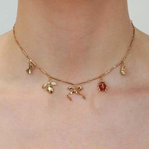 Moda insectos animales ángeles diseño DIY collar pulsera pequeño colgante chapado en oro Acero inoxidable encanto colgantes - Product Image 1