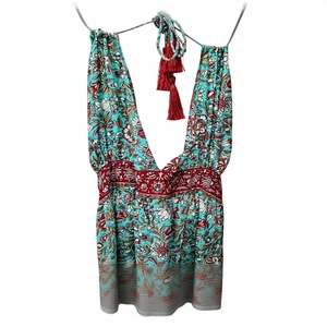 Vestido Halter de Algodón con Estampado Floral Estilo Boho Premium para Mujer, Vestido Maxi Informal Holgado para Vacaciones en la Playa, Talla y Color Personalizables - Product Image 1