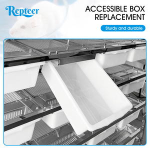 Repteer Étagère de reproduction pour souris en acier inoxydable, 72 tiroirs, double rangée, 6 niveaux, robuste, avec système de fixation par <span class=keywords><strong>bouton</strong></span>-pression, pour élevage en vrac et utilisation en laboratoire - Product Image 6