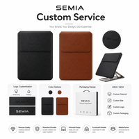 Housse pour ordinateur portable SEMIA en cuir PU huilé, grande capacité, portable, avec support et fermeture réglable pour MacBook