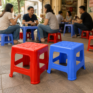 Colorful PP Plastic Low <b>Stool</b> Stackable Lightweight Ottoman Seating Chair for Cafe Sidewalk Shop Home Kitchen Living Room Indoor - Product Image 4