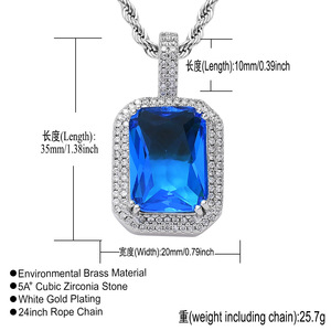 Collier pendentif en pierre de naissance colorée hip-hop, serti de zircon solide, saphir, émeraude, <span class=keywords><strong>rubis</strong></span>, pierre précieuse, <span class=keywords><strong>bijoux</strong></span> de luxe - Product Image 5