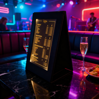 Menu lumineux en cuir de luxe léger, vente directe d'usine pour le commerce électronique transfrontalier, hôtels, cafés, bars
