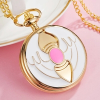 Collier de montres dorées Anime du Japon, pendentif rose en forme d'étoile et de pierre précieuse, horloge magique pour femmes, cadeau pour filles