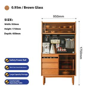 Armoire à thé en bois massif, buffet, <span class=keywords><strong>petit</strong></span> appartement, rangement intégré, armoire haute murale pour salon - Product Image 6