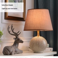 Lampe de table rétro classique européenne, moderne, simple, en céramique, tissu, pour chambre américaine, salon, E26 AC