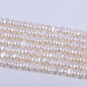 Perles d'eau douce naturelles pour collier DIY, bijoux, 6-7/7-8 mm, accessoire semi-fini avec trou latéral, perles lâches à deux faces, perles légères - Product Image 3