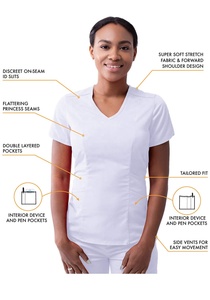 Uniformes Médicos Personalizados Blancos Hechos a Medida, Reutilizables, Modernos, de Spandex, Suministros para Enfermeras, Uniformes Médicos Elásticos - Product Image 3