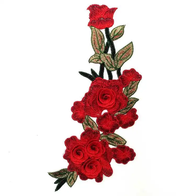 3d multi color layer luxury yarn-dyed embroidery rose flower DIY lace applique patches accessories bridal wedding dress